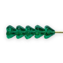 Load image into Gallery viewer, Czech glass bellflower flower beads 50pc emerald green 6x4mm
