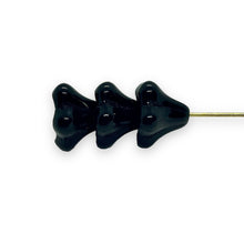 Load image into Gallery viewer, Czech glass XL bellflower beads 10pc jet black 13x11mm
