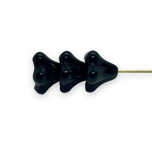 Czech glass XL bellflower beads 10pc jet black 13x11mm