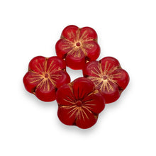 Load image into Gallery viewer, Czech glass XL hibiscus flower focal beads 4pc red copper 21mm
