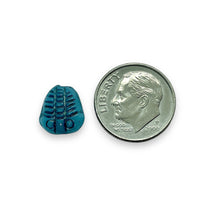 Load image into Gallery viewer, Czech glass trilobite fossil seashell beads 12pc blue 13x11mm
