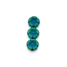 Load image into Gallery viewer, Czech glass tiny hibiscus flower beads 16pc opaque blue 8mm
