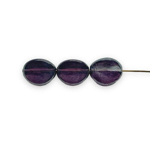Destash lot Czech glass XL pinch oval beads purple luster 11pc 15x12mm
