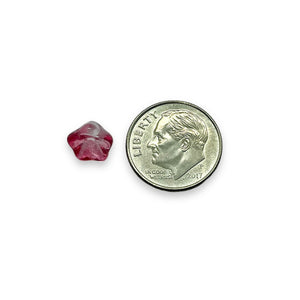 Czech glass bellflower beads 30pc crystal fuchsia pink 8x6mm