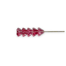 Load image into Gallery viewer, Czech glass bellflower beads 30pc crystal fuchsia pink 8x6mm
