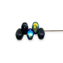 Load image into Gallery viewer, Czech glass squared teardop beads 25pc jet AB 11x7mm
