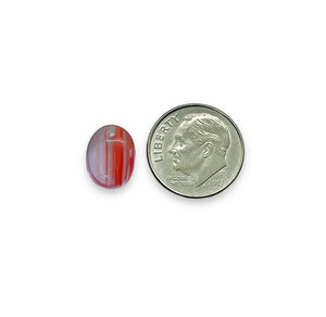 Czech glass oval drop beads purple red 25pc 12x9mm