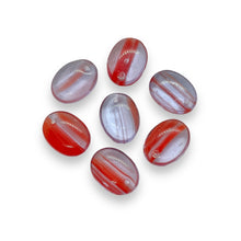 Load image into Gallery viewer, Czech glass oval drop beads purple red 25pc 12x9mm
