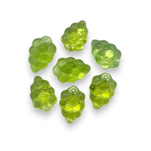 Czech glass grape bunches fruit beads 12pc light green 16x11mm #1