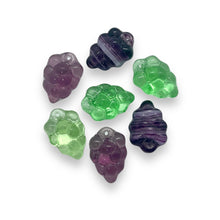 Load image into Gallery viewer, Czech glass grape bunches fruit shaped beads 12pc green purple mix #2
