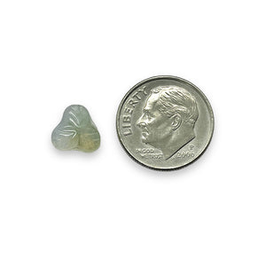 Czech glass berry leaf beads 23pc crystal opaline white 9mm