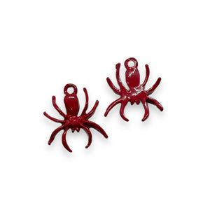 Halloween red spider charm 2pc USA made lead free pewter 17mm