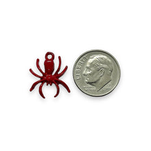 Load image into Gallery viewer, Halloween red spider charm 2pc USA made lead free pewter 17mm
