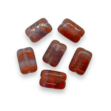 Load image into Gallery viewer, Czech glass rectangle chicklet beads 24pc purple red 12x8mm
