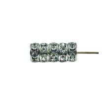 Load image into Gallery viewer, Famous maker crystal rondelle spacer beads rhodium plated 10pc 8mm
