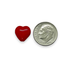 Czech glass heart beads 20pc classic opaque red 12mm