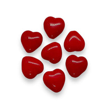 Load image into Gallery viewer, Czech glass heart beads 20pc classic opaque red 12mm
