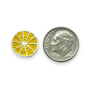 Tiny lemon fruit beads Peruvian ceramic 4pc 13x7mm