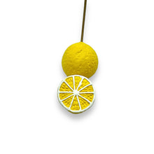 Load image into Gallery viewer, Tiny lemon fruit beads Peruvian ceramic 4pc 13x7mm
