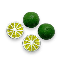 Load image into Gallery viewer, Tiny lime fruit beads Peruvian ceramic 4pc 13x7mm
