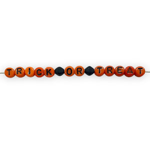 Czech glass Halloween "TRICK OR TREAT" word letter beads 2 sets