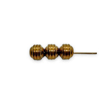 Load image into Gallery viewer, Raw brass ribbed round spacer beads 12pc 5.5mm
