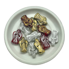 Load image into Gallery viewer, Czech glass Christmas angel beads sampler mix 12pc 23x13mm

