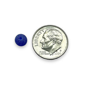 Czech glass round druk beads 30pc etched cobalt light blue wash 6mm