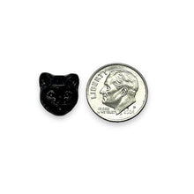 Load image into Gallery viewer, Czech glass Halloween black cat face beads 10pc matte jet black 13x11mm
