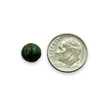 Load image into Gallery viewer, Czech glass acid etched melon beads 20pc turquoise brown 8mm
