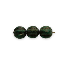 Load image into Gallery viewer, Czech glass acid etched melon beads 20pc turquoise brown 8mm
