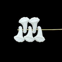 Load image into Gallery viewer, Czech glass calla lily flower drop beads 12pc white 14x10mm
