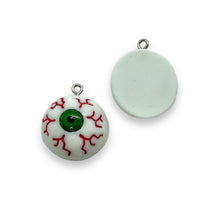 Load image into Gallery viewer, Halloween bloodshot eyeball charms acrylic 8pc 27x23mm
