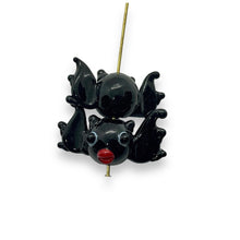 Load image into Gallery viewer, Lampwork glass Halloween vampire bat beads 4pc 27x13mm
