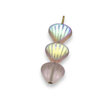 Load image into Gallery viewer, Czech glass scallop clam seashell beads 24pc frosted pink AB 8x7mm
