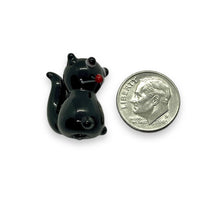 Load image into Gallery viewer, Lampwork glass Halloween black cat beads 4pc 22x13mm
