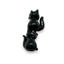 Load image into Gallery viewer, Lampwork glass Halloween black cat beads 4pc 22x13mm
