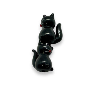 Lampwork glass Halloween black cat beads 4pc 22x13mm