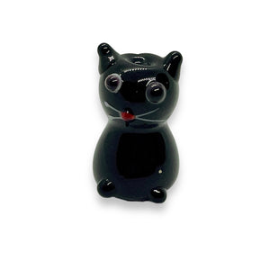 Lampwork glass Halloween black cat beads 4pc 22x13mm