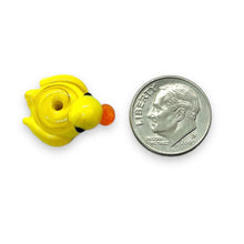 Load image into Gallery viewer, Lampwork glass yellow rubber duck beads 4pc 15x15mm
