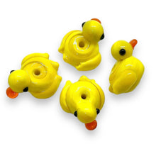 Load image into Gallery viewer, Lampwork glass yellow rubber duck beads 4pc 15x15mm
