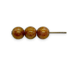 Load image into Gallery viewer, Czech glass round druk beads 52pc caramel luster picasso 6mm
