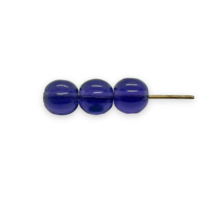 Czech glass round druk beads 50pc deep violet purple 6mm