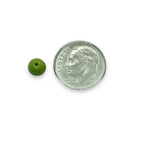 Czech glass round druk beads 50pc opaque olivine green 6mm