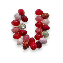 Load image into Gallery viewer, Czech glass strawberry fruit bead mix 24pc red pink &amp; crystal
