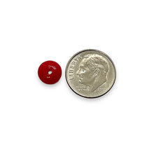 Load image into Gallery viewer, Vintage Czech glass opaque red smooth rondelle beads 50pc 9x4mm
