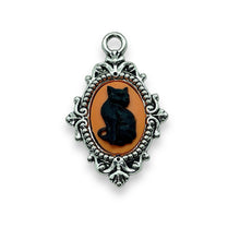 Load image into Gallery viewer, Halloween Black Cat Flatback Cabochon Acrylic 4pc 18x13mm oval orange
