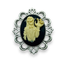 Load image into Gallery viewer, Halloween zombie flatback Cabochon Cameo Resin 2pc black ivory 40x30mm
