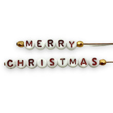 Load image into Gallery viewer, Czech glass MERRY CHRISTMAS holiday word beads 2 sets red white
