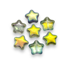 Load image into Gallery viewer, Czech glass star beads 20pc crystal blue magic AB 12mm
